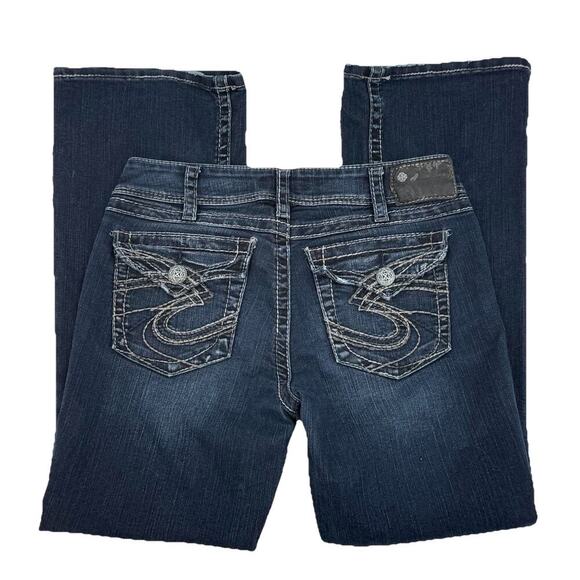 Silver Jeans Womens 30x30 Blue Suki Surplus Boot Cut Dark Wash Denim Flap Pocket - Picture 1 of 10